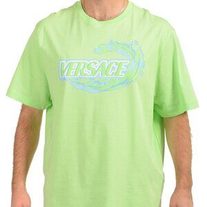 Versace Men's Mint & Blue Logo Print Short Sleeve T-Shirt US 3XL IT 58